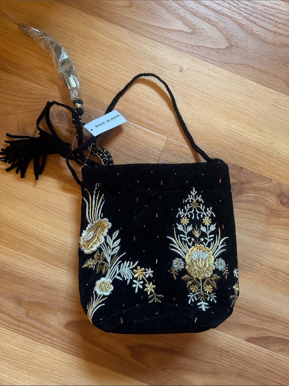 The Pyramid Collection Black Velvet Mini Embroidered Crossbody